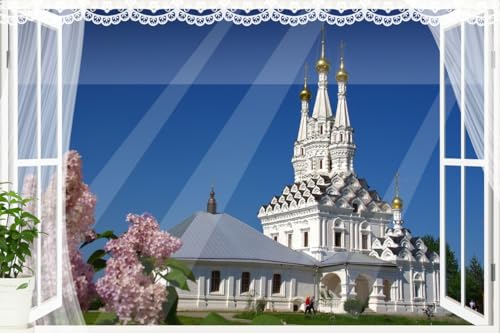 JVERF - JZZB02300 Church Summer Russia Smolensk Region Church of| Self-Adhesive Open Window Wall Sticker