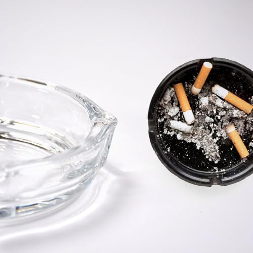 MRALL Glass Crystal Cigarette Round Ashtray, Transparent | Lead-Free Glass | Environmentally Friendly | Pack of 1