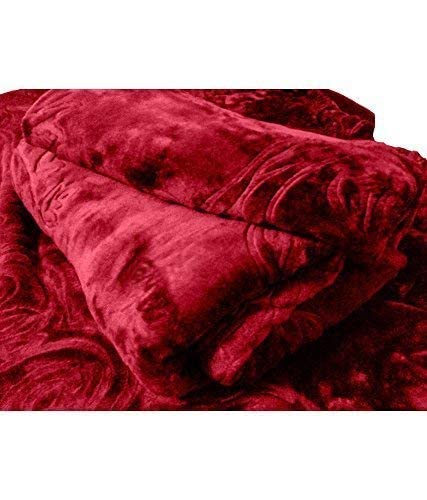 SK STORE Blanket Fleece All Weather Soft Warm Mink Solid Colour Floral for Double/Single Bed Light Mink Winter Blanket (Maroon_Blanket, Single Bed)