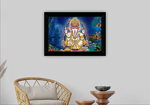 SAF Pack of 1 Ganesha religious modern art wall painting with framed for living room 11 inch x 14 inch CANFM31227