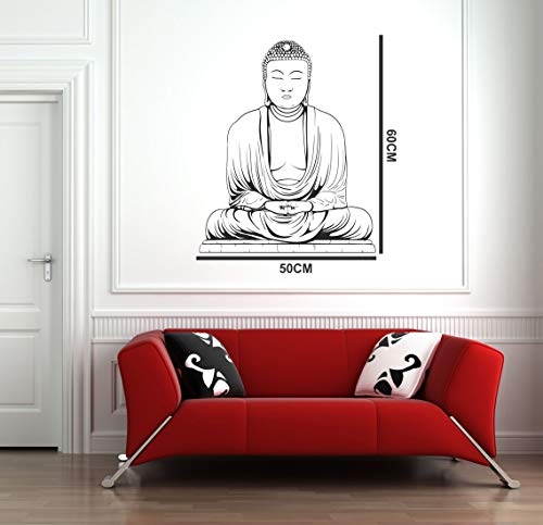 Spritual Black Buddha Self Adhesive VinylWaterproof Decorative Wall Stickers for Hall, Bedroom, Kitchen and Furniture