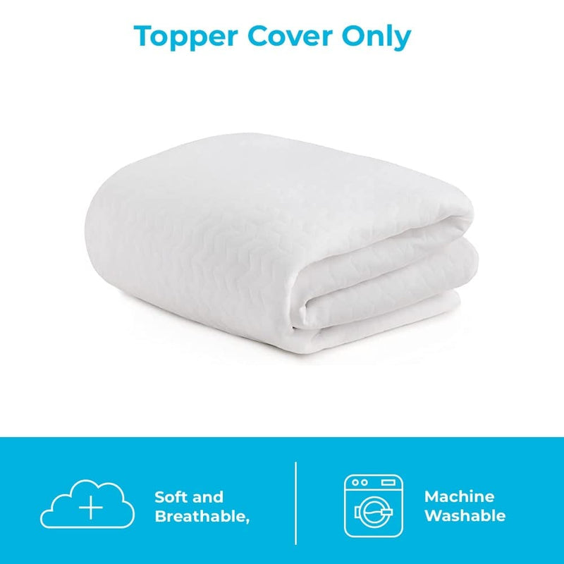 Linenspa 2 Inch Mattress Topper Cover Twin – Cover Only –Machine Washable – Breathable – Non Slip – Cover for Mattress Topper with Zipper – Topper Cover Only