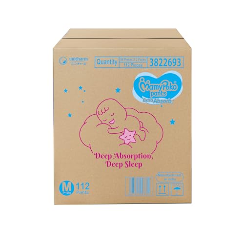 MamyPoko Pants Extra Absorb Baby Diapers, Medium (M), 112 Count, 7-12 kg