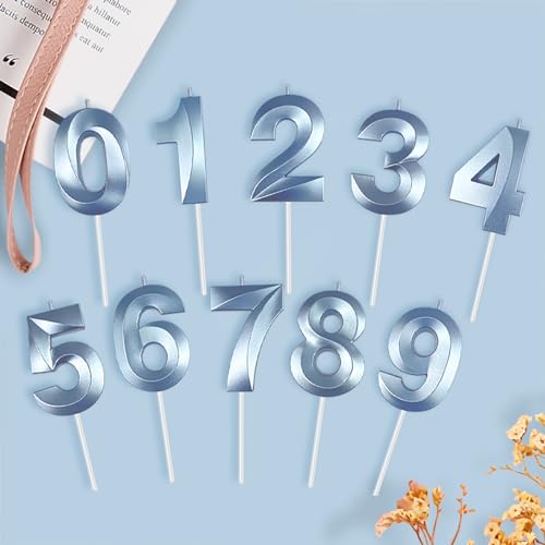 Blue 8 Number Birthday Candle for Cake, 2.76 Inch Diamond Number Cake Candles for Wedding Anniversary Decoration Happy Birthday Party Celebration