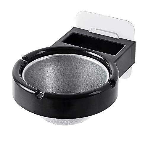 HARVA Wall Mounted Ashtray for Bathroom, Toilet, Balconies Walls, office | Stainless Steel Ashtray Cigarettes Storage Rack (Black)