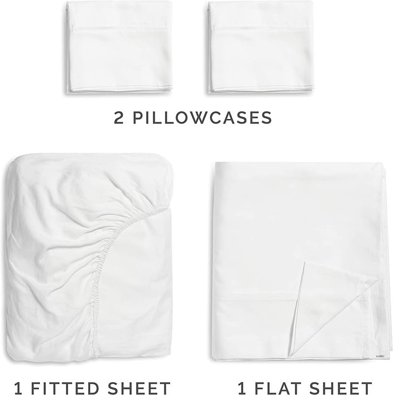 PINGAKSHA BEDDING Ultra Soft & Luxurious 4 Piece Bedsheet Set- 600TC Flat Sheet, Fitted Sheet (12" Snug Fit) 2 Pillow Cover- 100% Cotton Wrinkle Free Bedding-Ivory Stripe,Double Size