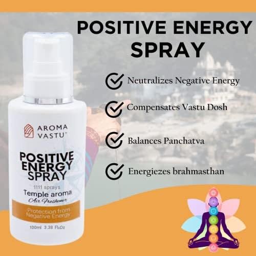 Aroma Vastu Temple Aroma Positive Energy Room Spray Freshness & Long Lasting Fragrance at Home and Any Where Spreading Positive Energy Best For Relaxation Works like Aromatherapy– 100ml