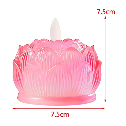 bnf LED Tea Lights Candle Flickering Buddhist Worship Festival Lotus Lamp Light Pink