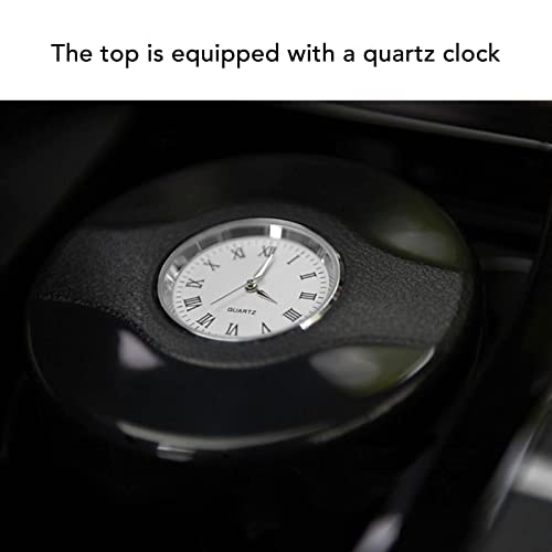 Mini Car Ashtray Flame Retardant Stainless Steel Indoor Clock Outdoor Car Ashtray (Black Silver)