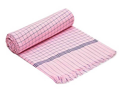 Renown 100% Pure Cotton Skin Friendly Single Bed Checks Coloured AC Blanket | Summer Blanket | Khes | Top Sheet | Dohar as chaddar- Set of 1 Pc (Orange) (Pink)