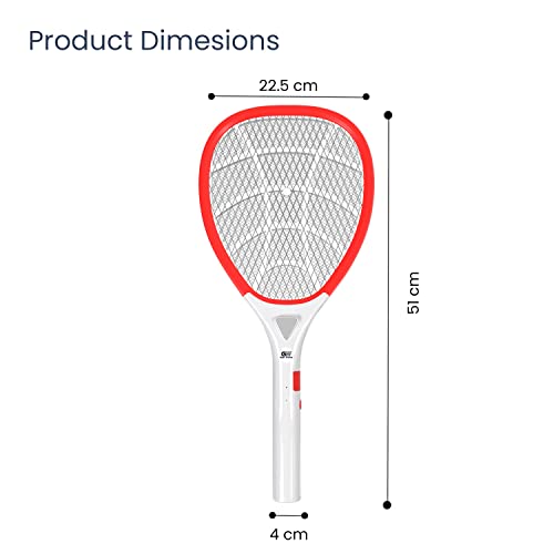 GIGAWATTS Mosquito Rechargeable Racket Insect Fly Swatter Bugs Trap Bat LED Light Long Battery Life for Indoor Home Outdoor (Orange White, 6 Months Warranty, Charge Before First USE)