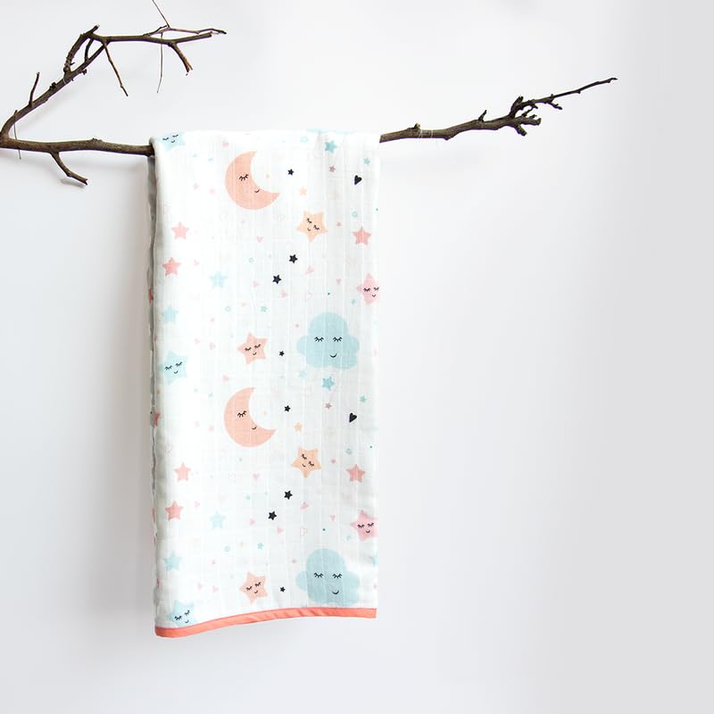 Yellow Doodle in The Sky + Child of The Universe Reversible Muslin Blanket - Adorable Combo for Unisex Baby Ages 0-4 Years