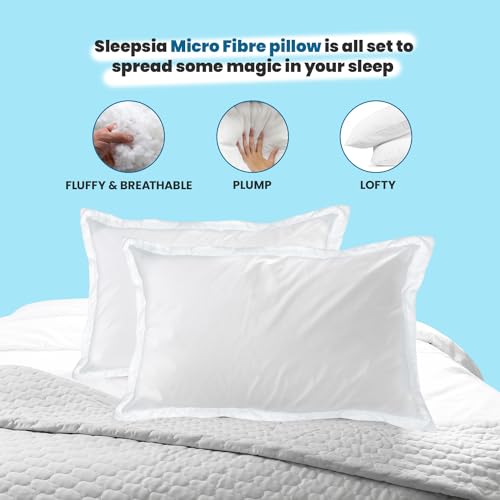 Sleepsia Hotel Pillows for Sleeping - Ultra Soft Bed Four Pillows for Side, Front and Back Sleepers (White, 4 Piece) 60.96LX40.64WX12.7H (Set of 4) - Microfiber Bed Pillows