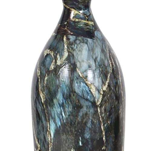 C.D Metal Unbreakable Flower Vase Black And Blue Marble