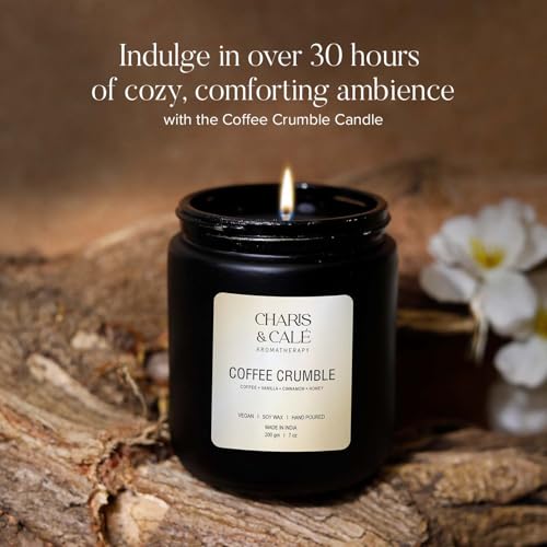 Charis & Cale Coffee Crumble Candle Jar - 200 Gm | Smokeless, Soot-Free & Non-Toxic Candles for Home Decor & Aromatherapy | Long Burning Time of 30+ Hours | Best for Gifting & Meditation