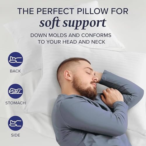 ASTITA Hotel Collection Standard Size Polyester Fibre Bed Pillows Set of 2- Cooling Polyester Pillow for Back, Stomach or Side Sleepers - 27x17 Inches Sleeping Pillow Set (White)