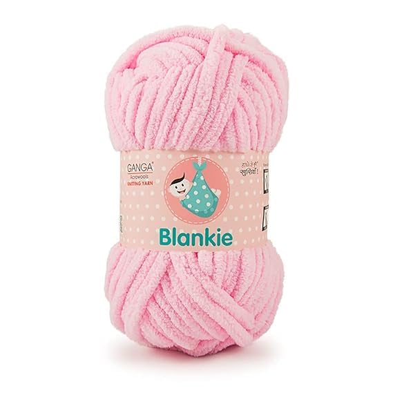 DUVANSHI Ganga Blankie Yarn Supersoft Knitting Wool Ball, (1 Ball/100 Gram Each) Baby Pink Colour Ball (200 Grams). Suitable for Craft, Babywear, Baby Blankets, Thick mota Thread Shade no -BLK011