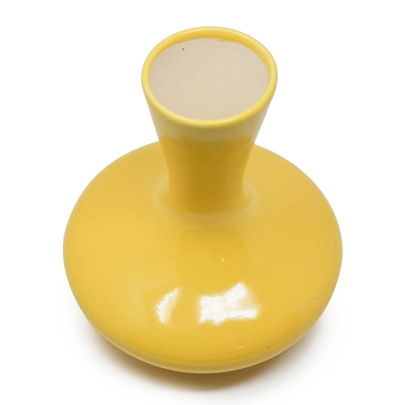 The Himalayan Goods Company Ceramic Flower Vase (7 x 5.5 inch, Yellow)