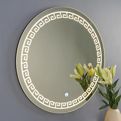 TINITALO Bathroom LED Mirror Home Mirror Wall Mirror with Touch Sensor, 3 Light Effects, Glass, Round LED-60 (36 x 36 Inch)