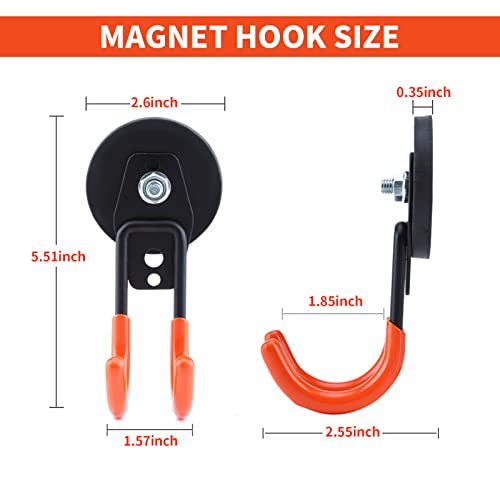 3Pcs Large Magnetic Hooks Heavy Duty, Garage Storage Magnet Hooks, Anti-Slip Coating, Can Be Fixed with Magnets Or Screws for Hanging Garage Tools (J-Shape Hook)