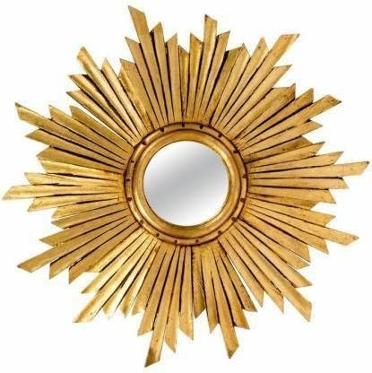 VAS Collection MDF Mirror Frame for Wall Decor,Bedroom,Living Room,Bathroom & Hallway,16"x16" (Golden Antique),Round