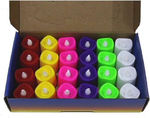 Super SMOKELESS Candle Beautiful Battery Operated Tea Light LED Candles, for Christmas Festival Set of 24Pcs. Candle (Multi Colour)