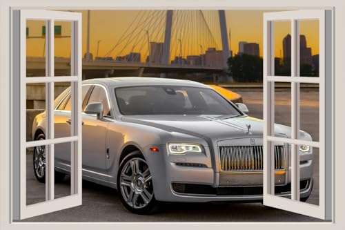 JVERF - JZZA18239 Rolls Royce| Self-Adhesive Open Window Wall Sticker