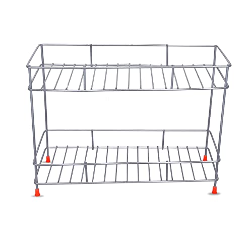 Cri8Hub Multifunctional Heavy Storage Rack Kitchen Rack Under Cabinet Storage Shelf Basket Wire Rack Organizer Storage, Tiered Shelf