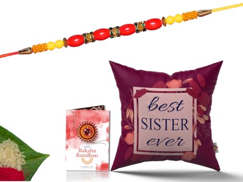 Pillow Rakhi for Brother with Gift - Rakhi with Rakhi Cushion with Filler Greeting Card- Rakhi for Brother, Gifts for Brother, Gifts for Rakhi, Gifts for Rakshabandhan Rakhi Gifts-CH-SIS-26-PD