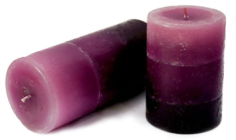 AURA Tritone Aroma Round Wax Scented Pillar Candle (Richly Lavender) - Set of 2