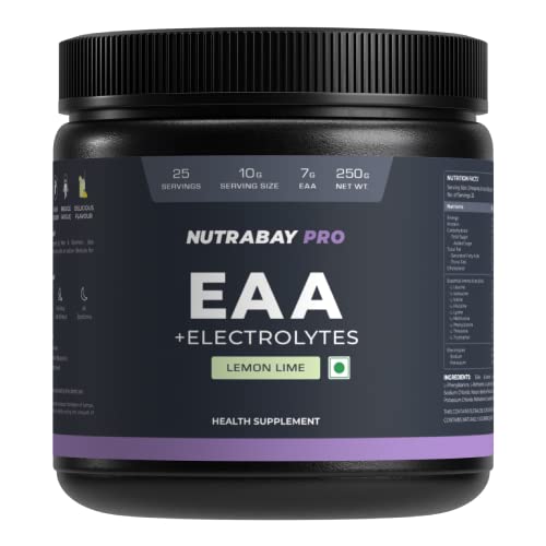 Nutrabay Pro EAAs with Electrolytes (Essential Amino Acids) - Lemon Lime, 250g