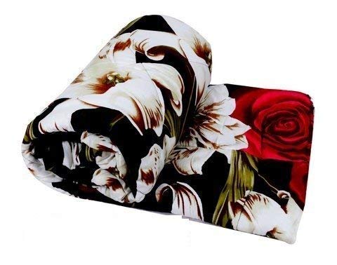 SHOPBITE Microfiber Fancy Flower Single Bed Size AC Blanket/Dohar (Black)