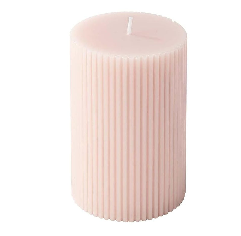 atorakushon Soy Wax Ribbed Pillar Candles 6''inches Pink Scented Candle for Valentine, Home and Party Decoration, Wedding Gift, Romantic Dinner