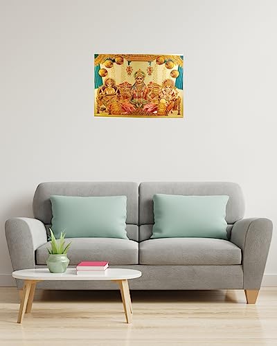 RosaStella Laxmi Sarasvati & Ganesh Wall Sticker Vinyl for Pooja Room Office Leaving Room Just Peel & Stick Size 30 X 21 cm Pack of 1