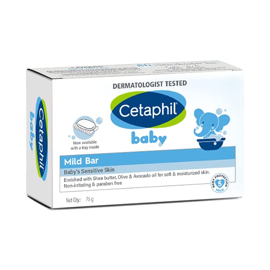 Cetaphil Baby Mild Bar for Face and Body Pack of 3, (75g x 3, Sensitive Skin)