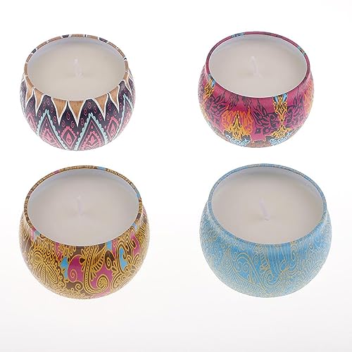 THE STYLE SUTRA 4 Pieces National Style Scented Candle Natural Soy Wax Portable Tin Candle