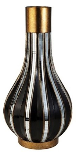 Ore International K-4246-V2 Metallic Tiles Decorative Vase, Black/Gold