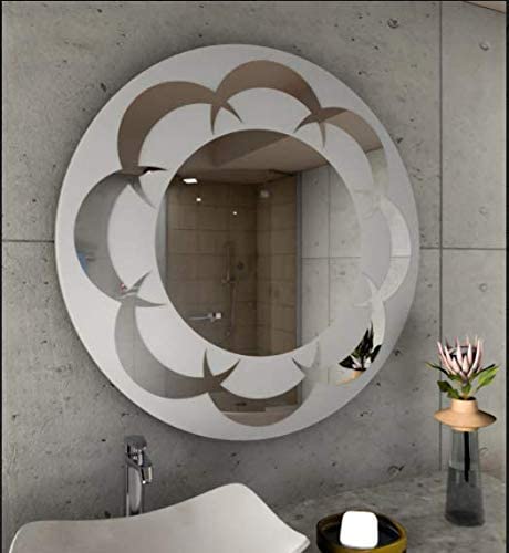 Cheval Glass Decorative Round Frosted Cycles Designer Mirror 24 X 24 Inches Large