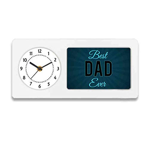 Designer Unicorn Desk/Shelf Clock with Attached Frame Best Dad Ever 9.5 * 4.5 inches