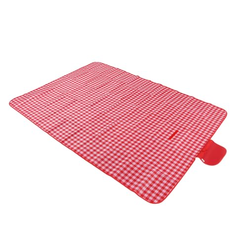 Mossio Camping Blanket, Large Size Picnic Blanket Oxford Cloth Foldable for Outdoor Red White Lattice