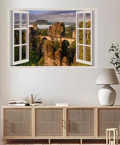 JVERF - JZZA21687 Germany Bridges Rathen Saxony Crag| Self-Adhesive Open Window Wall Sticker