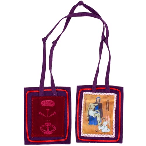 100% Beeswax Candle and Purple Home Scapular | 3 Days of Darkness | Catholic Spirituality | Divine Protection | Blessed Anna Maria Taigi and Marie-Julie Jahenny