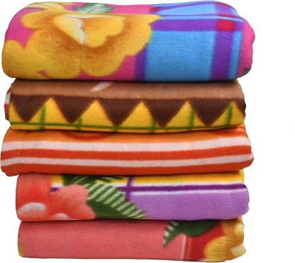 SHIVAAN HOME FURNISHING Printed Single AC Blanket Set of Five (Polyester, Multicolor)