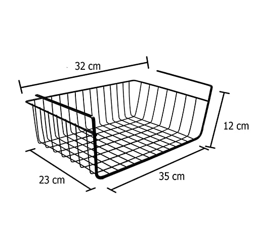 Styleys Metal Under Shelf Basket Wire Rack for Extra Cabinet Storage 13.5-inch (13.5 Inch 2 Pcs White) - S11027A