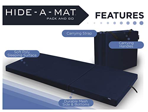 American Furniture Alliance Hide A' Mat 3.5 x 30 x 75 inch Jr Twin TriFold Mattress, Navy