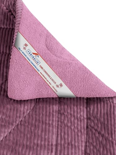 FABINALIV Pink Striped Heavy Winter 950 GSM Micro Fiber Filling Double Bed Quilt (FLQT-1027-Pink)