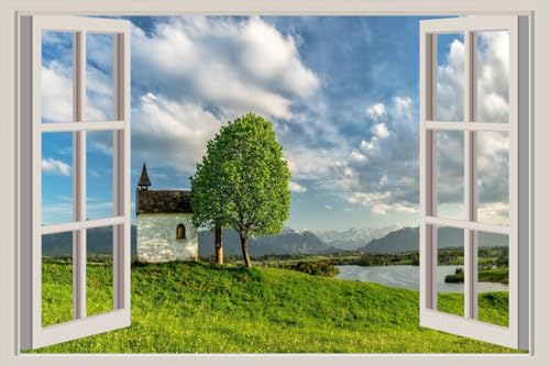 JVERF - JZZA22207 Germany Rivers Bavaria Clouds Trees| Self-Adhesive Open Window Wall Sticker