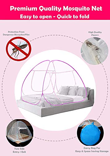 Kuber Industries Foldable Nylon Single Bed Mosquito Net for Protect Mosquitoes, Flies and Other Insects, 6.5 x 4 Ft. (Pink)-46KM0464, Standard