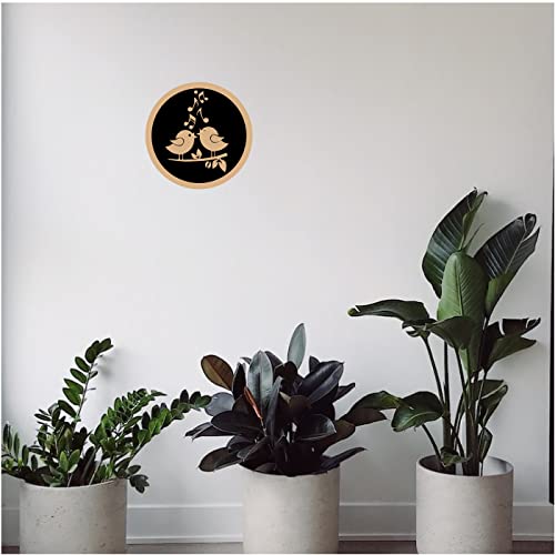 DOTME Love Birds Music Wooden With Vinyl Sticker Decorative Design Wall Decor For Home Kids Bedroom Living Room Hall DIY Art 8 INCH (Black)