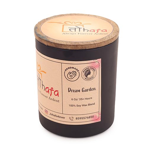 TOHAFA Dream Garden Black Scented Candle | Handmade Wax Glass Jar Candle | Soy Wax Candle for Long Lasting Fragrance Dream Garden Black Scented Candles Jar Pack (200gm).